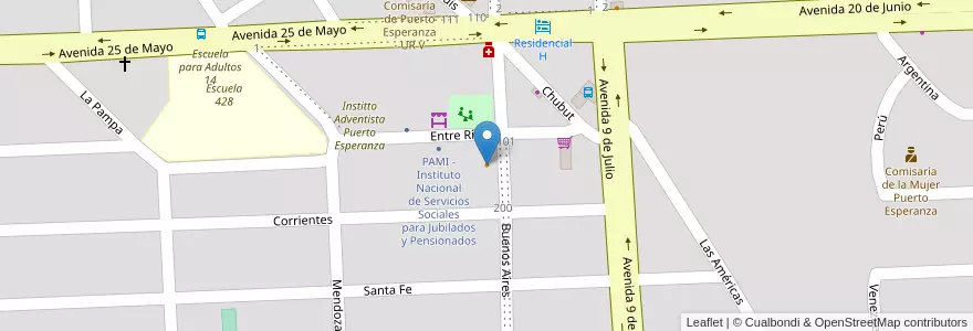 Mapa de ubicacion de Grido en Argentinien, Misiones, Departamento Iguazú, Municipio De Puerto Esperanza, Puerto Esperanza.