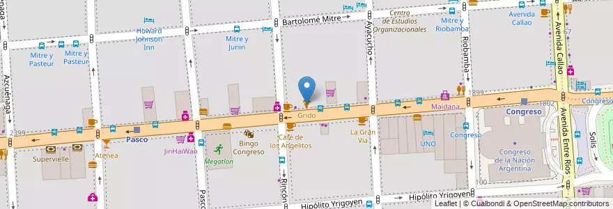 Mapa de ubicacion de Grido, Balvanera en 아르헨티나, Ciudad Autónoma De Buenos Aires, Comuna 3, 부에노스아이레스.