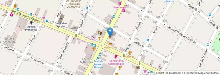 Mapa de ubicacion de Grido, Colegiales en Argentinien, Ciudad Autónoma De Buenos Aires, Buenos Aires.