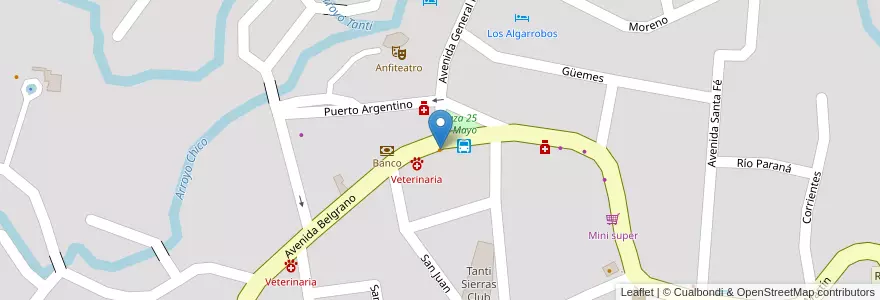 Mapa de ubicacion de Grido Helado en 阿根廷, Córdoba, Departamento Punilla, Pedanía San Roque, Municipio De Tanti, Tanti.
