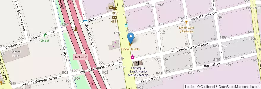Mapa de ubicacion de Grido Helado, Barracas en Arjantin, Ciudad Autónoma De Buenos Aires, Partido De Avellaneda, Comuna 4, Buenos Aires.