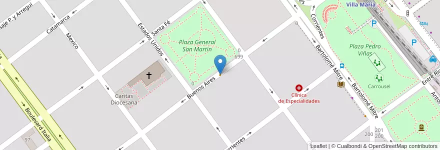 Mapa de ubicacion de Grido Helados en Аргентина, Кордова, Departamento General San Martín, Pedanía Villa María, Municipio De Villa María, Villa María.
