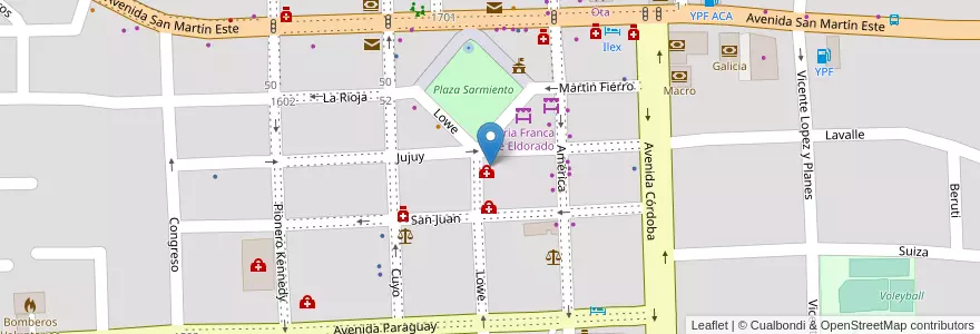Mapa de ubicacion de Grido Helados en Argentina, Misiones, Departamento Eldorado, Municipio De Eldorado, Eldorado.