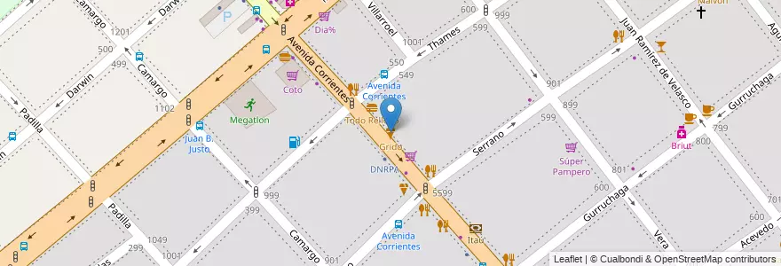 Mapa de ubicacion de Grido, Villa Crespo en Argentinië, Ciudad Autónoma De Buenos Aires, Buenos Aires, Comuna 15.