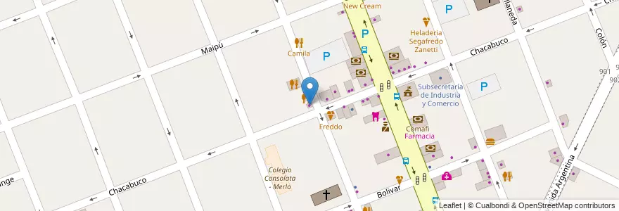 Mapa de ubicacion de Grindelwald en Arjantin, Buenos Aires, Partido De Merlo, Merlo.