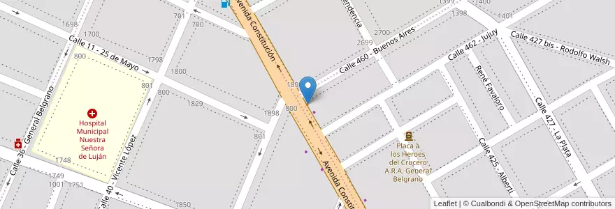 Mapa de ubicacion de Grin'go en アルゼンチン, ブエノスアイレス州, Partido De Luján.