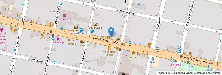 Mapa de ubicacion de Gringo's en アルゼンチン, サンタフェ州, Departamento Rosario, Municipio De Rosario, ロサリオ.