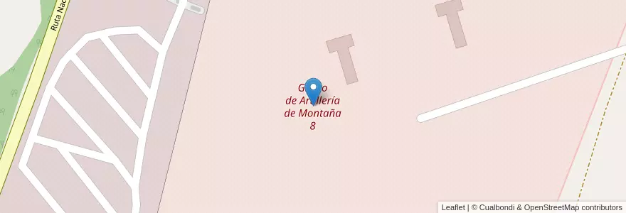 Mapa de ubicacion de Grupo de Artillería de Montaña 8 en 阿根廷, 智利, Mendoza, Departamento Las Heras, Distrito Uspallata.