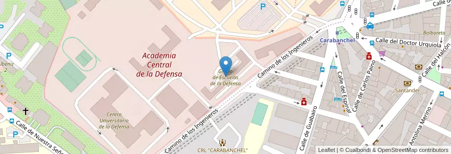 Mapa de ubicacion de Grupo de Escuelas de la Defensa en Sepanyol, Comunidad De Madrid, Comunidad De Madrid, Área Metropolitana De Madrid Y Corredor Del Henares, Madrid.