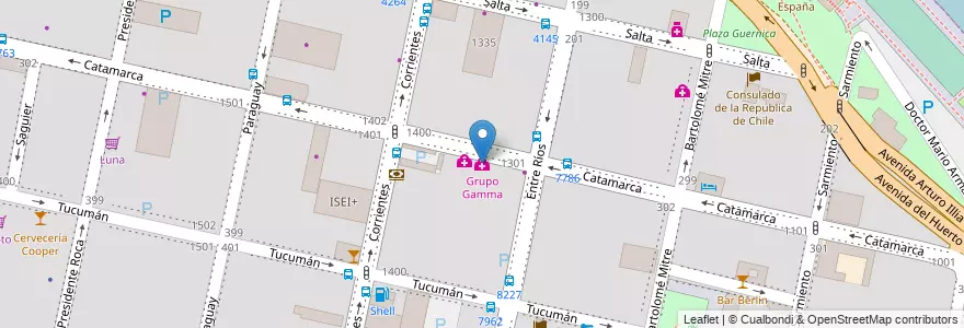 Mapa de ubicacion de Grupo Gamma en الأرجنتين, سانتا في, Departamento Rosario, Municipio De Rosario, روساريو.