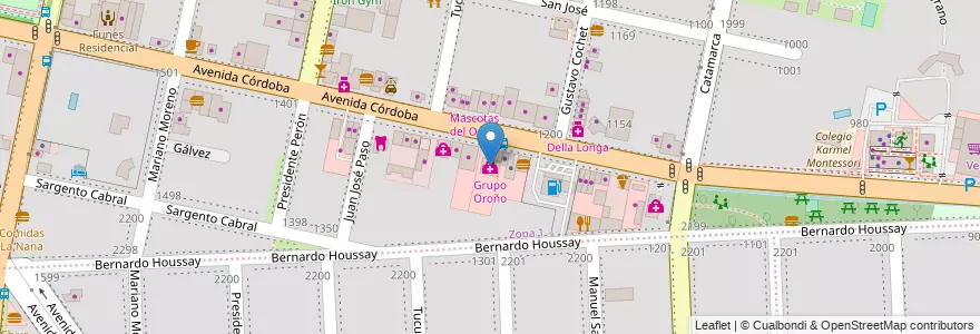 Mapa de ubicacion de Grupo Oroño en Arjantin, Santa Fe, Departamento Rosario, Municipio De Funes, Funes.