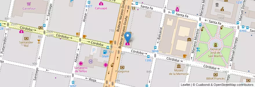 Mapa de ubicacion de Grupo Oroño en 아르헨티나, Santa Fe, Departamento Rosario, Municipio De Rosario, 로사리오.