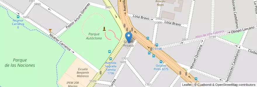 Mapa de ubicacion de Grupo Proaco en Arjantin, Córdoba, Departamento Capital, Pedanía Capital, Córdoba, Municipio De Córdoba.