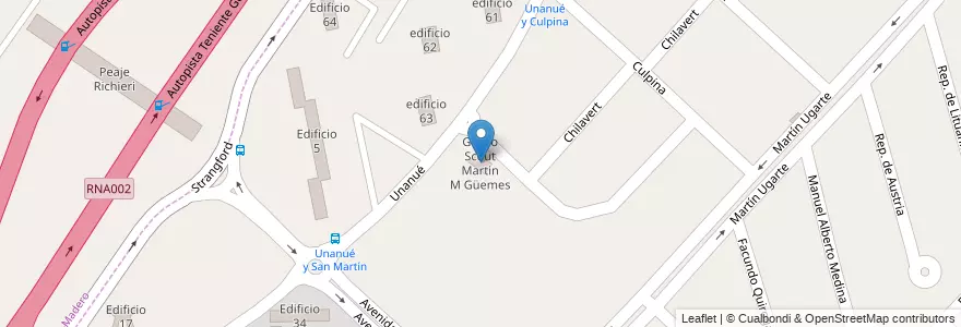 Mapa de ubicacion de Grupo Scout Martin M Güemes en 阿根廷, 布宜诺斯艾利斯省, Partido De La Matanza, Villa Celina.