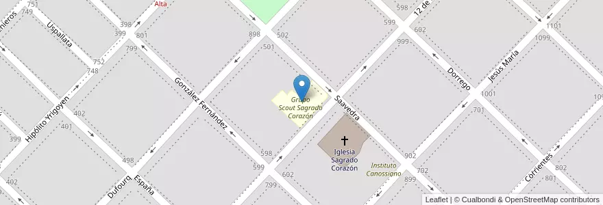 Mapa de ubicacion de Grupo Scout Sagrado Corazón en アルゼンチン, ブエノスアイレス州, Partido De Coronel De Marina Leonardo Rosales, Punta Alta.