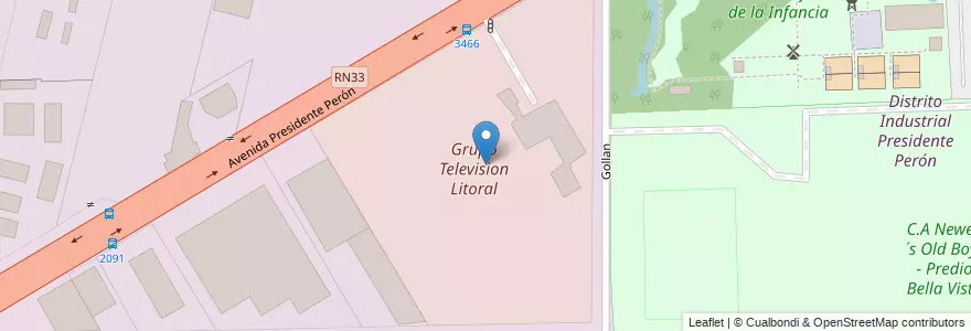 Mapa de ubicacion de Grupo Television Litoral en آرژانتین, سانتافه, Departamento Rosario, Municipio De Rosario, تسبیح.
