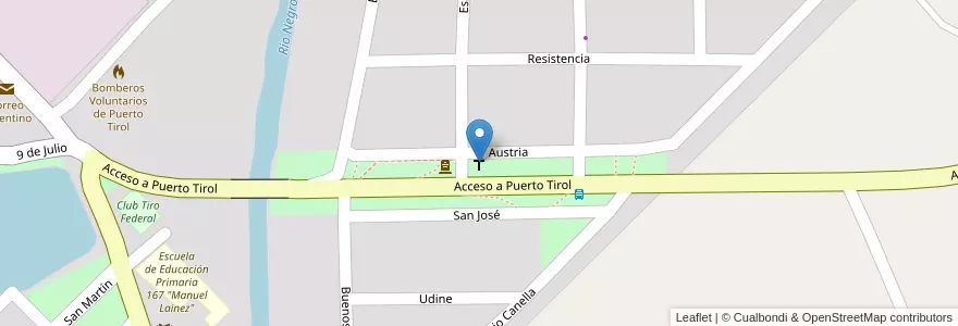 Mapa de ubicacion de Gruta a San José en アルゼンチン, チャコ州, Departamento Libertad, Municipio De Puerto Tirol, Puerto Tirol.