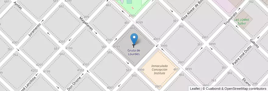 Mapa de ubicacion de Gruta de Lourdes en Argentina, Provincia Di Buenos Aires, Partido De General Pueyrredón, Mar Del Plata.