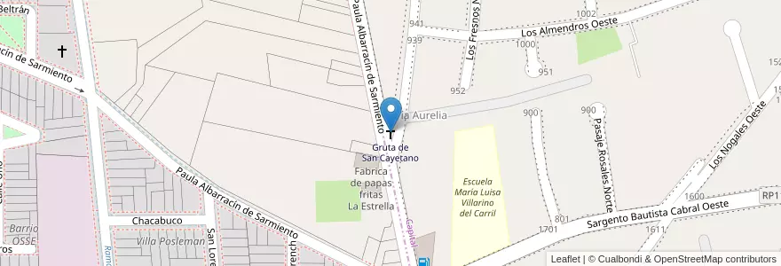 Mapa de ubicacion de Gruta de San Cayetano en Argentinië, San Juan, Chili, Capital.