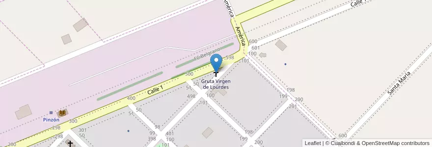 Mapa de ubicacion de Gruta Virgen de Lourdes en Arjantin, Buenos Aires, Partido De Pergamino.