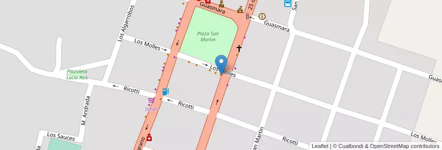 Mapa de ubicacion de Guadalupe's en آرژانتین, Córdoba, Departamento San Javier, Municipio De Villa De Las Rosas, Pedanía Rosas, Villa Las Rosas.