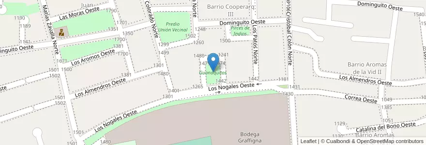 Mapa de ubicacion de Guanaquitos en Argentinien, San Juan, Chile, Capital.
