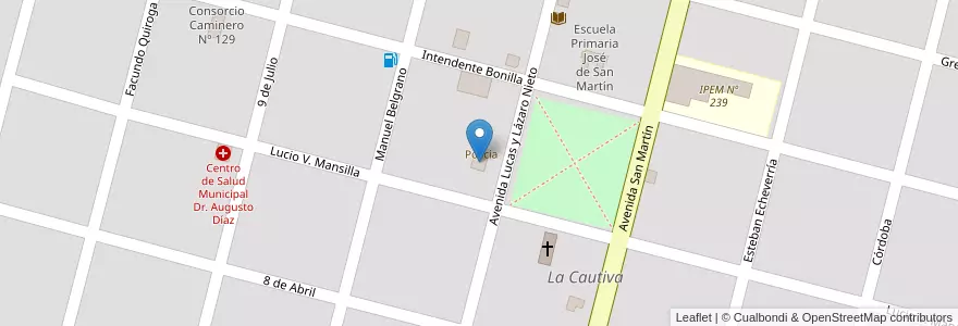 Mapa de ubicacion de Guardería Municipal en 阿根廷, Córdoba, Departamento Río Cuarto, Pedanía Cautiva, Municipio De La Cautiva, La Cautiva.