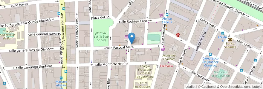 Mapa de ubicacion de Guardería Pasitos en 西班牙, Comunitat Valenciana, Alacant / Alicante, L'Alacantí, Alacant / Alicante.