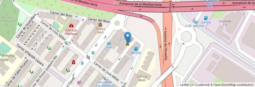 Mapa de ubicacion de Guardia Civil en Espagne, Catalogne, Barcelone, Vallais-Oriental, Mollet Del Vallès.