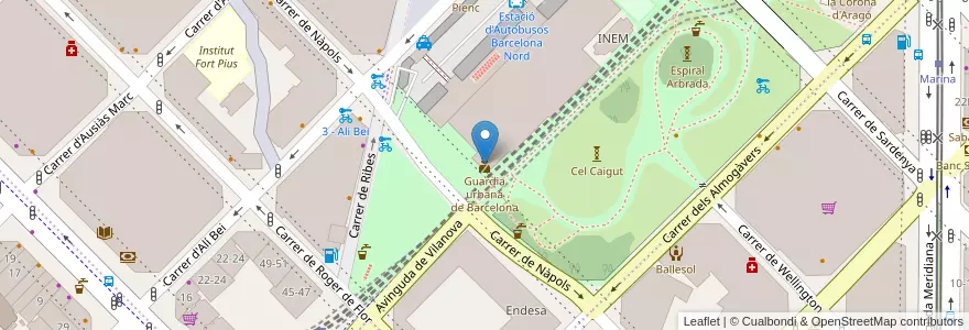 Mapa de ubicacion de Guardia urbana de Barcelona en 西班牙, Catalunya, Barcelona, Barcelonès, Barcelona.