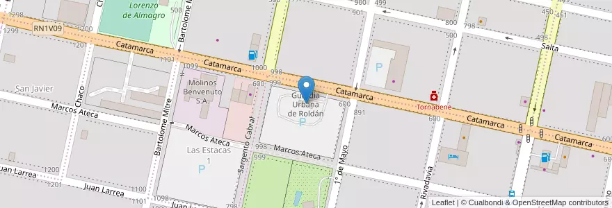 Mapa de ubicacion de Guardia Urbana de Roldán en Argentina, Santa Fe, Departamento San Lorenzo, Municipio De Roldán, Roldán.