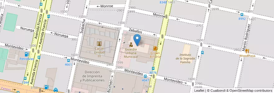 Mapa de ubicacion de Guardia Urbana Municipal en Arjantin, Santa Fe, Departamento Rosario, Municipio De Rosario, Rosario.