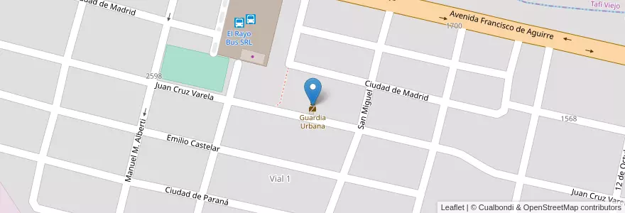 Mapa de ubicacion de Guardia Urbana en アルゼンチン, トゥクマン州, San Miguel De Tucumán, Departamento Capital, San Miguel De Tucumán.