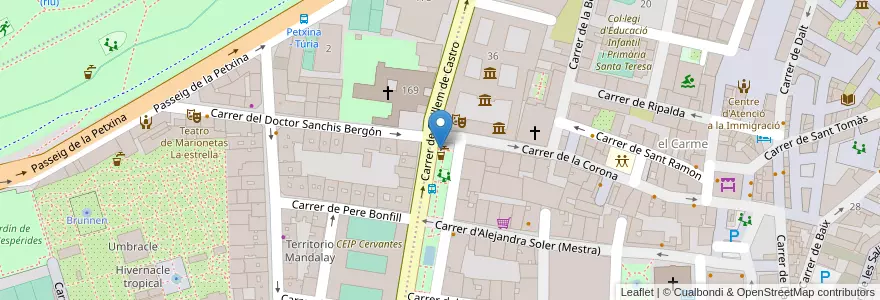 Mapa de ubicacion de Guilem de Castro (Beneficencia) en スペイン, バレンシア州, València / Valencia, Comarca De València, València.