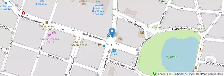 Mapa de ubicacion de Guillermo Franchini en 아르헨티나, Córdoba, Departamento Santa María, Pedanía Alta Gracia, Municipio De Alta Gracia, Alta Gracia.