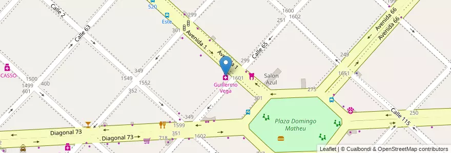 Mapa de ubicacion de Guillermo Vega, Casco Urbano en 阿根廷, 布宜诺斯艾利斯省, Partido De La Plata, La Plata.