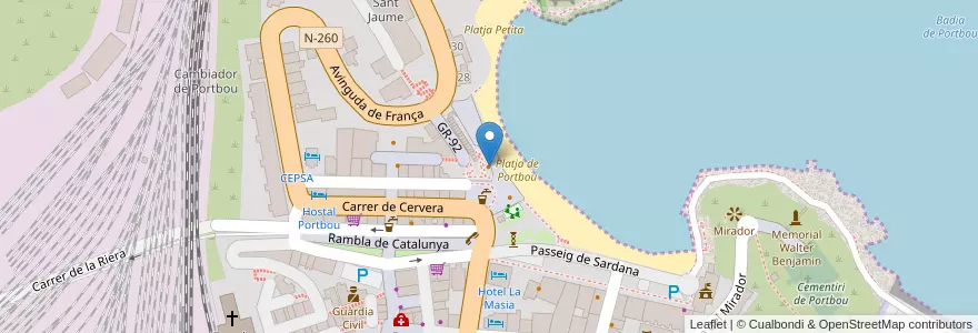 Mapa de ubicacion de Guingueta el campaner en 西班牙, Catalunya, Portbou, 赫罗纳, Alt Empordà, Portbou.