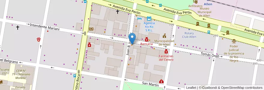 Mapa de ubicacion de Gulliver's en 阿根廷, 智利, 内格罗河省, Municipio De Allen, Departamento General Roca.