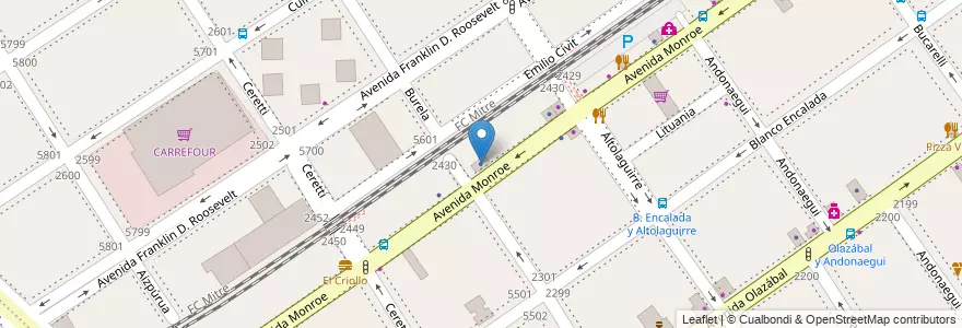 Mapa de ubicacion de Gustavo Amabile, Villa Urquiza en 아르헨티나, Ciudad Autónoma De Buenos Aires, Comuna 12, 부에노스아이레스.