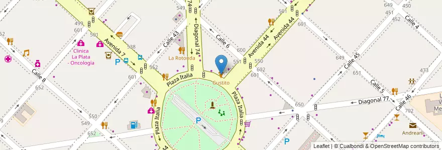 Mapa de ubicacion de Gustito, Casco Urbano en Arjantin, Buenos Aires, Partido De La Plata, La Plata.