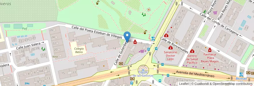 Mapa de ubicacion de GUTENBERG, CALLE, DE,34 en اسپانیا, بخش خودمختار مادرید, بخش خودمختار مادرید, Área Metropolitana De Madrid Y Corredor Del Henares, مادرید.