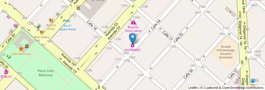 Mapa de ubicacion de GUTIERREZ, Casco Urbano en Argentinië, Buenos Aires, Partido De La Plata, La Plata.