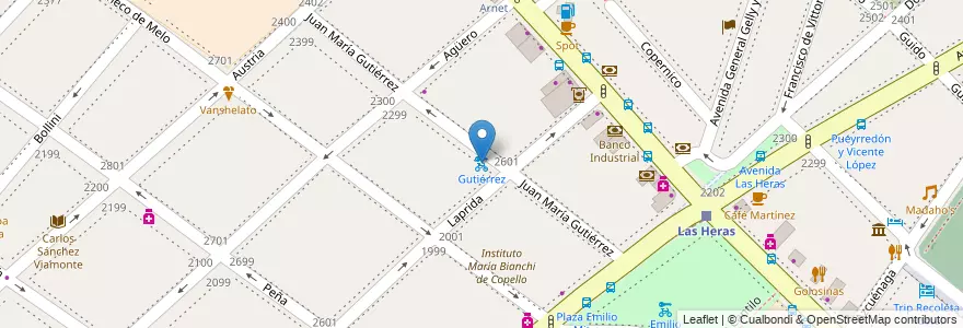 Mapa de ubicacion de Gutiérrez, Recoleta en Аргентина, Буэнос-Айрес, Comuna 2, Буэнос-Айрес.
