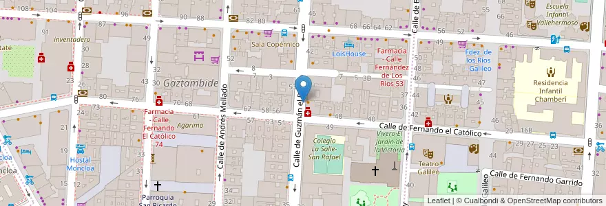Mapa de ubicacion de GUZMAN EL BUENO, CALLE, DE,34 en اسپانیا, بخش خودمختار مادرید, بخش خودمختار مادرید, Área Metropolitana De Madrid Y Corredor Del Henares, مادرید.