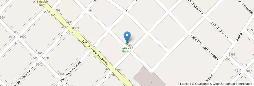 Mapa de ubicacion de Gym Villa Bonich en Argentina, Provincia Di Buenos Aires, Partido De General San Martín, Billinghurst.