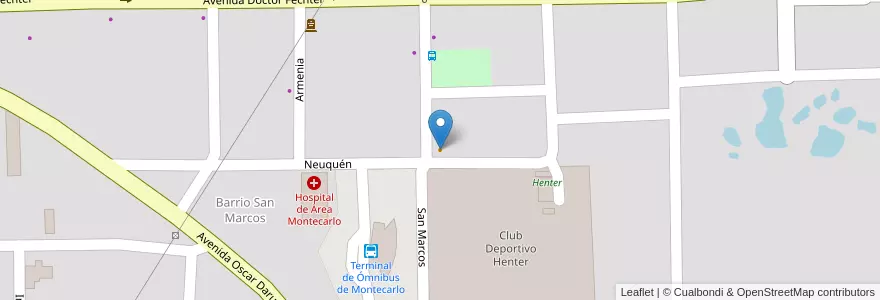 Mapa de ubicacion de H M Resto Bar en Arjantin, Misiones, Departamento Montecarlo, Municipio De Montecarlo, Montecarlo.