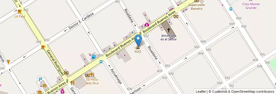 Mapa de ubicacion de H2O en Arjantin, Buenos Aires, Partido De Esteban Echeverría, Monte Grande.