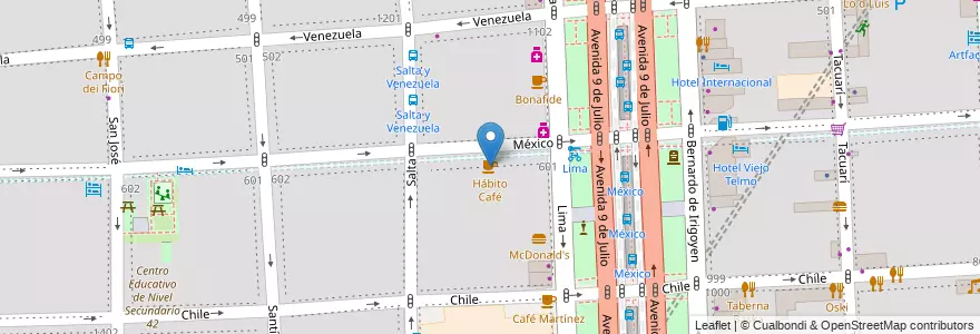 Mapa de ubicacion de Hábito Café, Montserrat en 阿根廷, Ciudad Autónoma De Buenos Aires, Comuna 1, 布宜诺斯艾利斯.