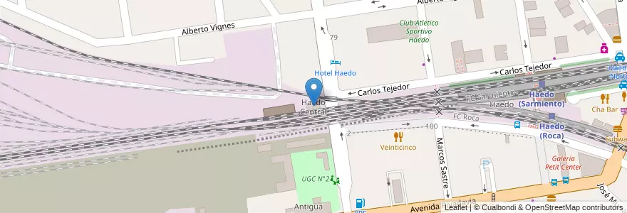 Mapa de ubicacion de Haedo Central en Argentinië, Buenos Aires, Partido De Morón, Haedo.