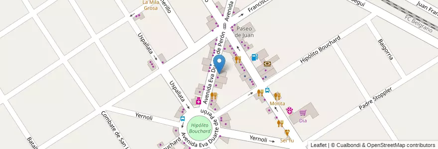 Mapa de ubicacion de Hamburguesas en Arjantin, Buenos Aires, Partido De Malvinas Argentinas, Grand Bourg.